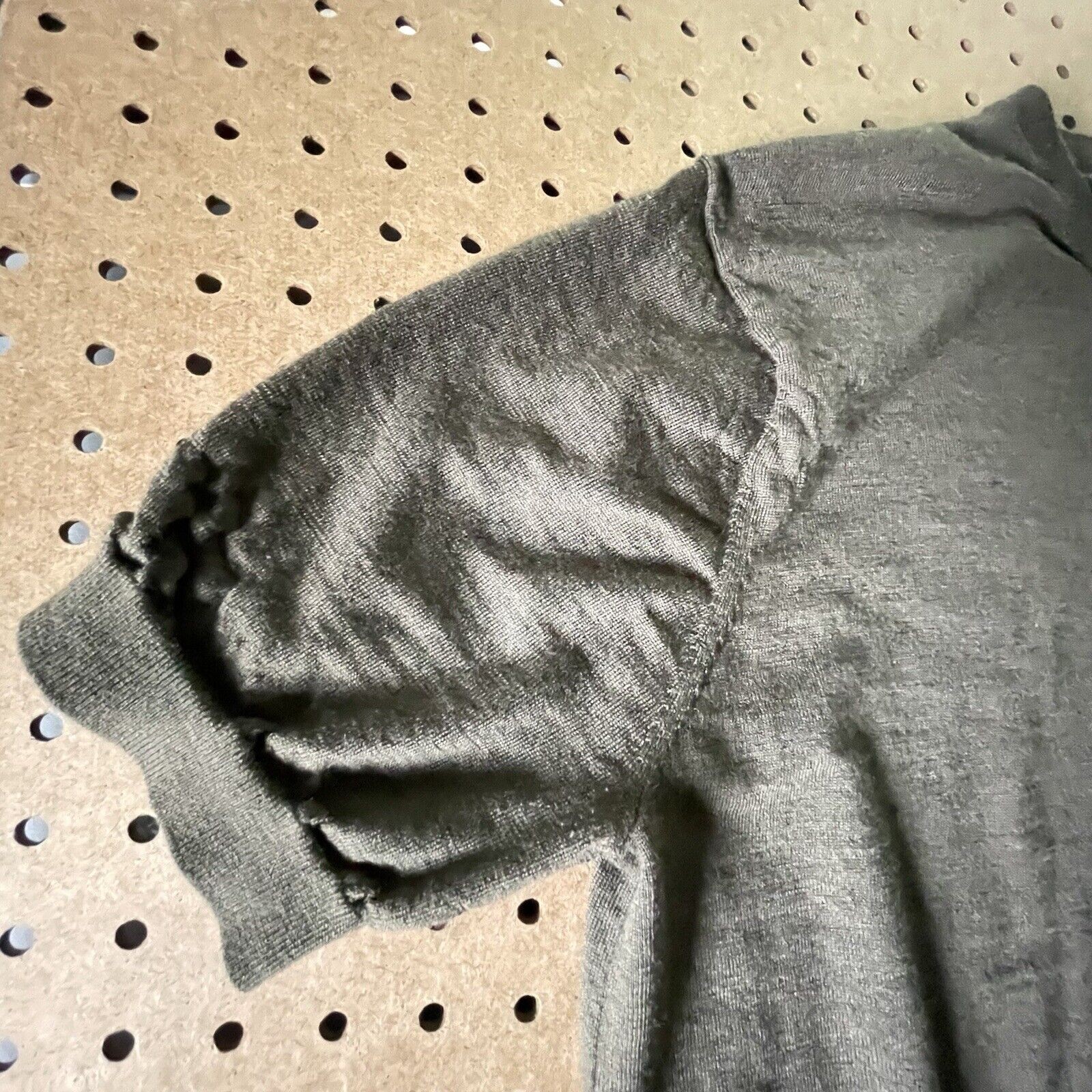 Suitsupply Shirt Mens Medium Olive Green Merino Wool Crew Neck Ribbed Knit gallery