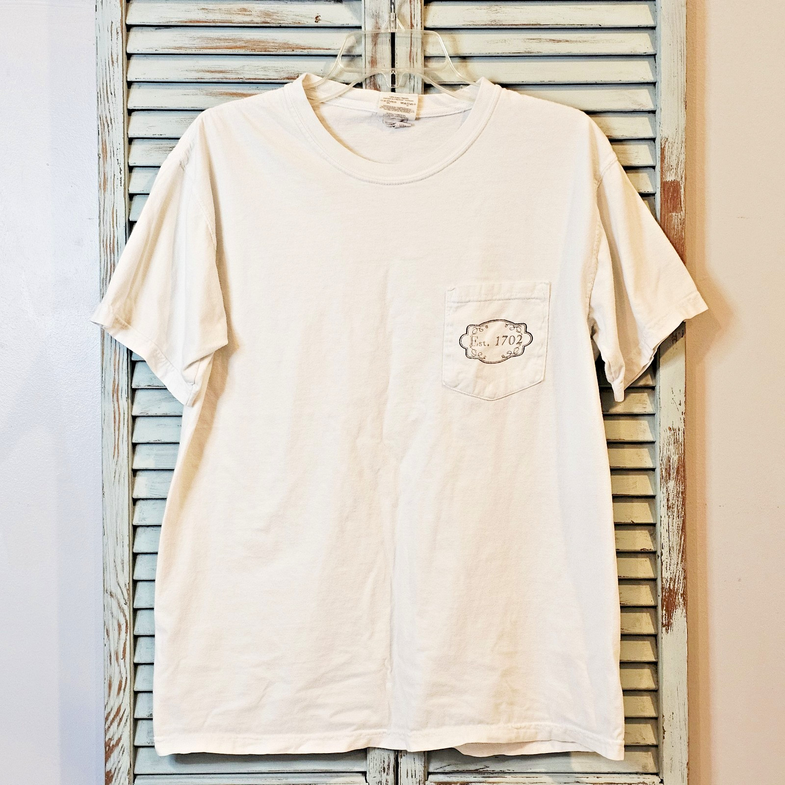 Comfort Colors 100% Cotton Pocket Tee M Cream Graphic Est. 1702 Soft Everyday gallery