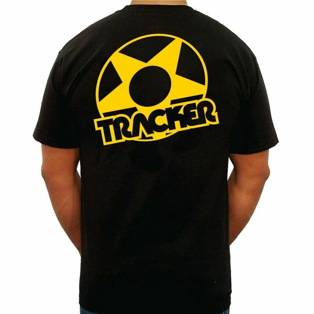 Tracker Trucks STAR LOGO Skateboard T Shirt BLACK w/YELLOW Logo gallery