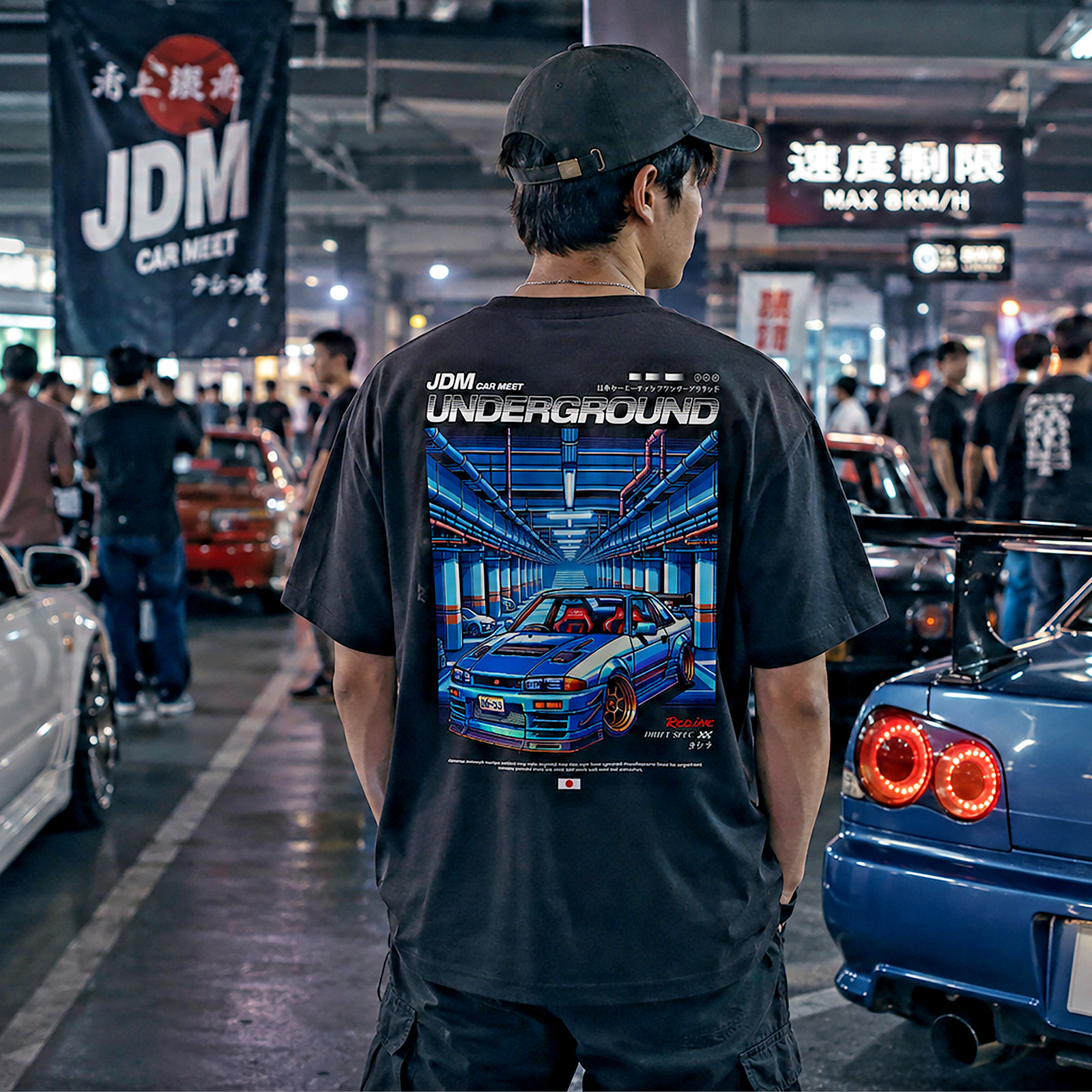 JDM Car Meet Underground Graphic T Shirt Japanese Drift Racing Streetwear Tee