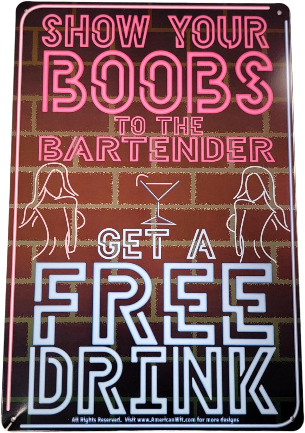 Show Your Boobs to the Bartender – Funny Bartender Metal Tin Signs (8″ x 12″)