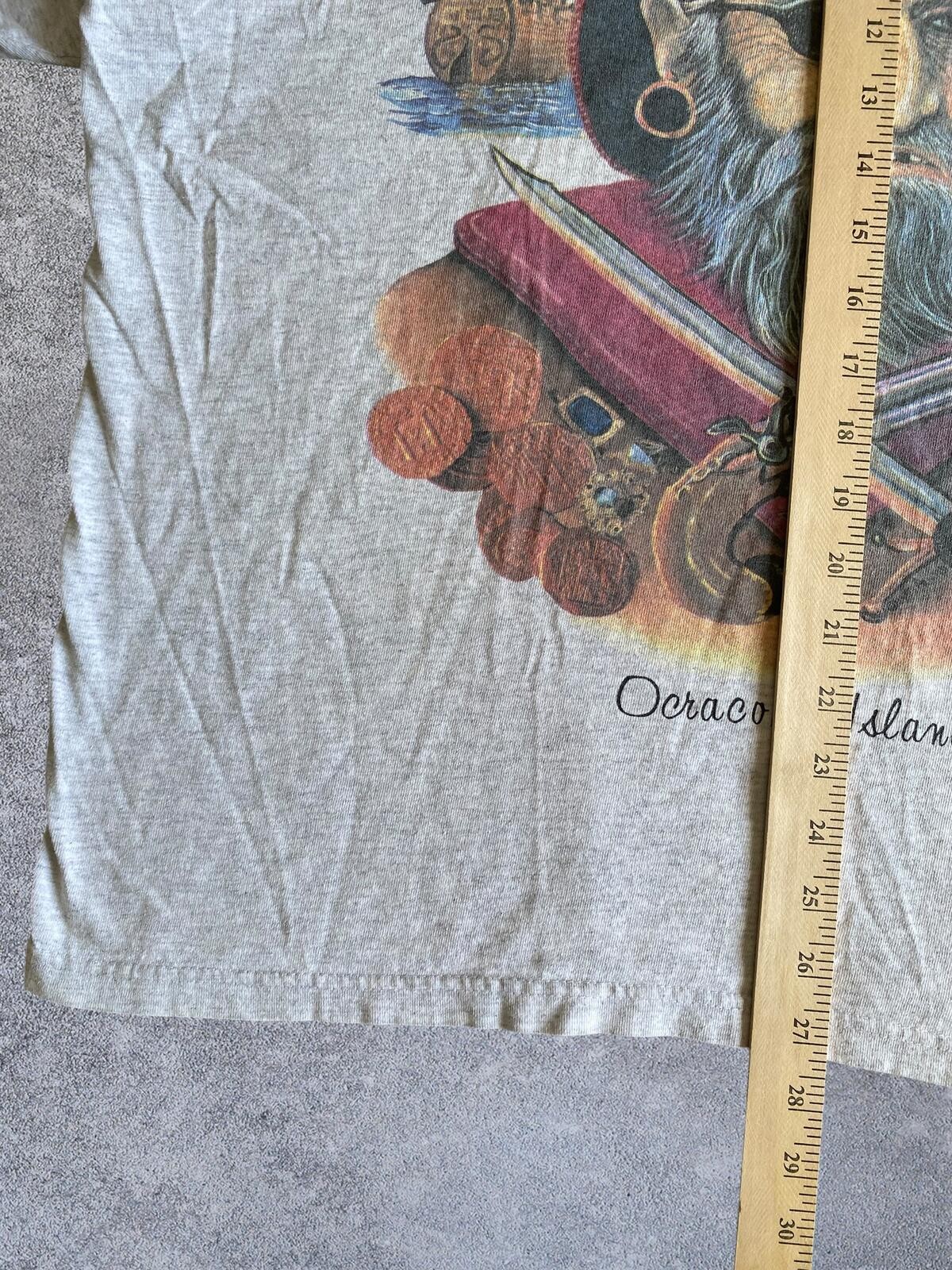 VTG Mens T Shirt XL Regular Gray Cotton Vintage Y2K Ocracoke Island Pirate gallery