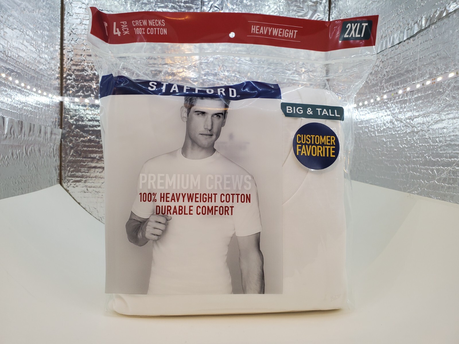 Stafford T Shirts Heavyweight 100% Cotton Crew Necks 2XL BIG & TALL (4-Pack) gallery