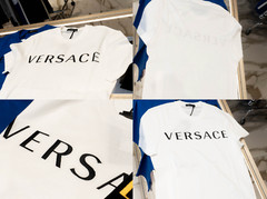 Versace Mainline Embroidery Logo T-shirt Cotton Iconic Retro Shirt Tee Top S