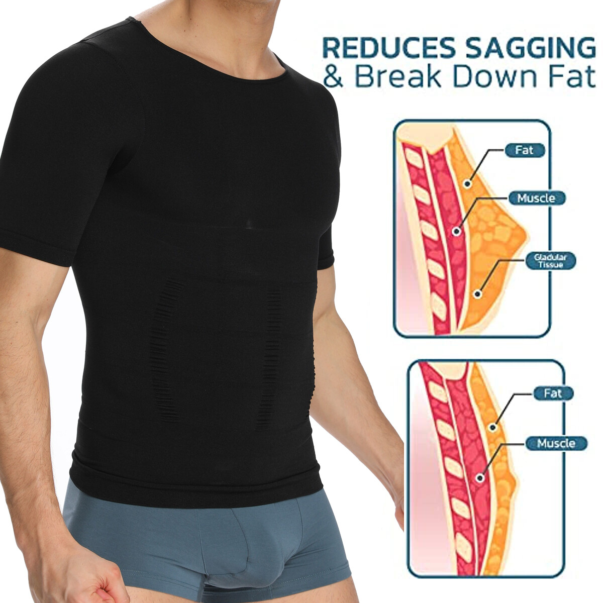Men Slim Gynecomastia Compresson Tank Top Slimming Body Shaper Vest Undershirt gallery