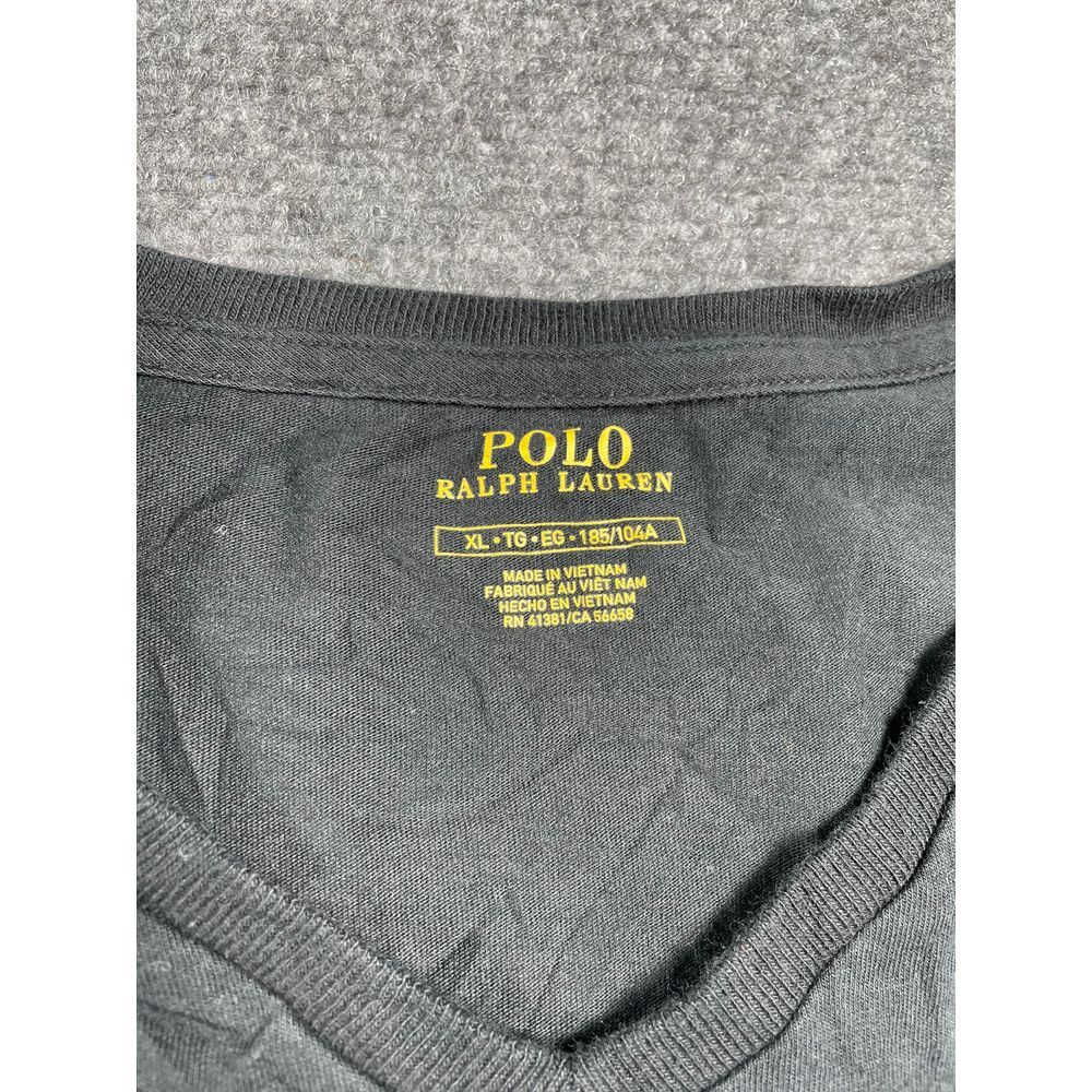 Men's Black Full Sleeve V-Neck Ribbed Cuff Pull Over Casual T-Shirt Size XL gallery