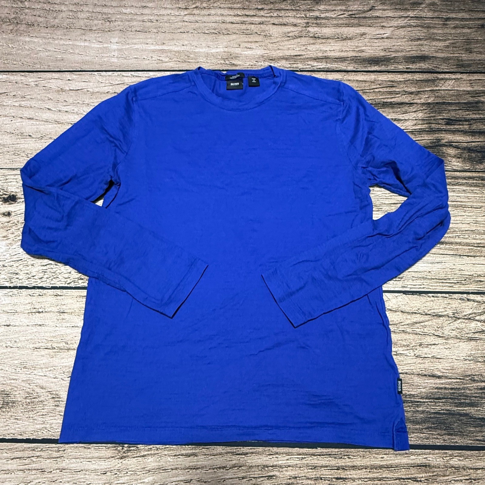 Hugo Boss Long Sleeve T-Shirt Mens Small Blue Slim Fit Mercerized Cotton Tee gallery