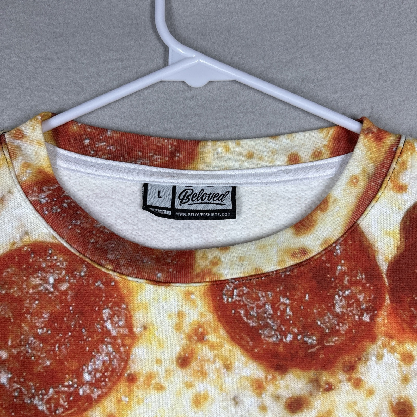 Beloved Pizza Print Long Sleeve Shirt Men’s L Funny Food Shirt New gallery