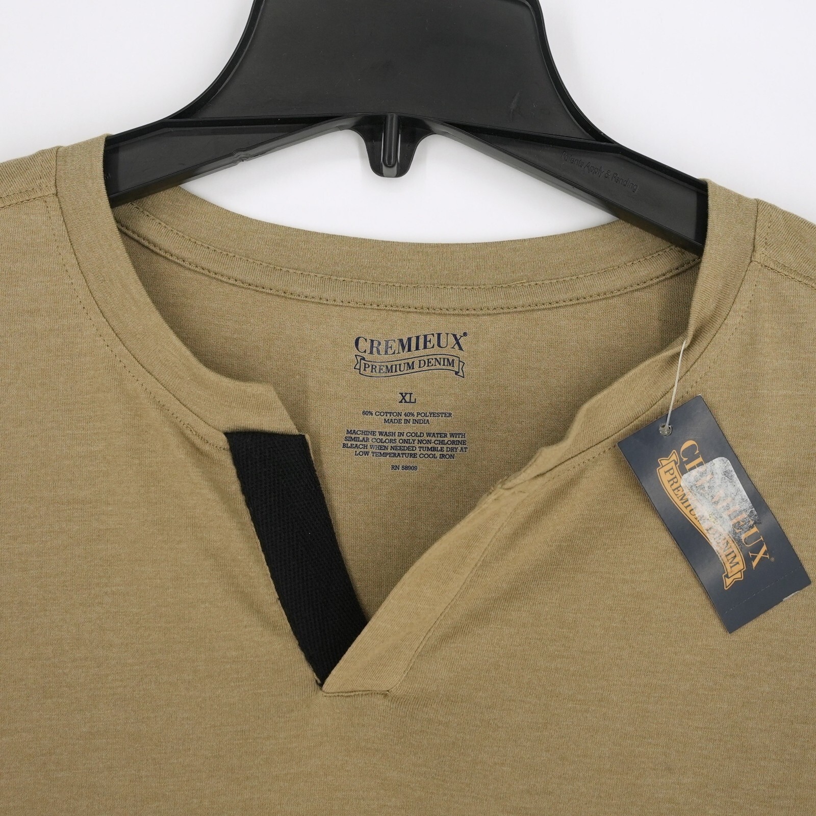 Cremieux Men's Long-Sleeve Shirt Notch Neck XL Tan Solid Tagless NWT gallery