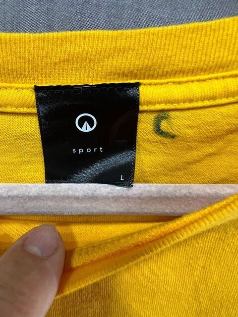 Unknwn Sport Shirt Adult Large Yellow Purple Short Sleeve Pullover Tee Mens gallery