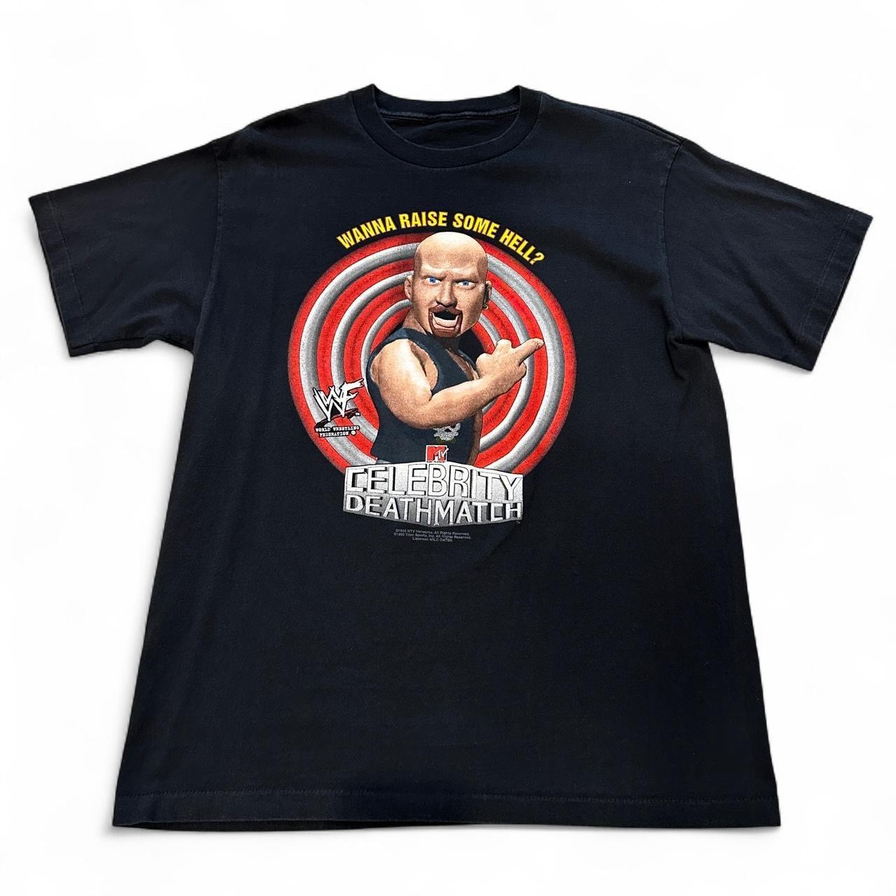 Vtg Stone Cold Celebrity Death Match T Shirt L Black 90s WWF Wrestling Tee WWE gallery