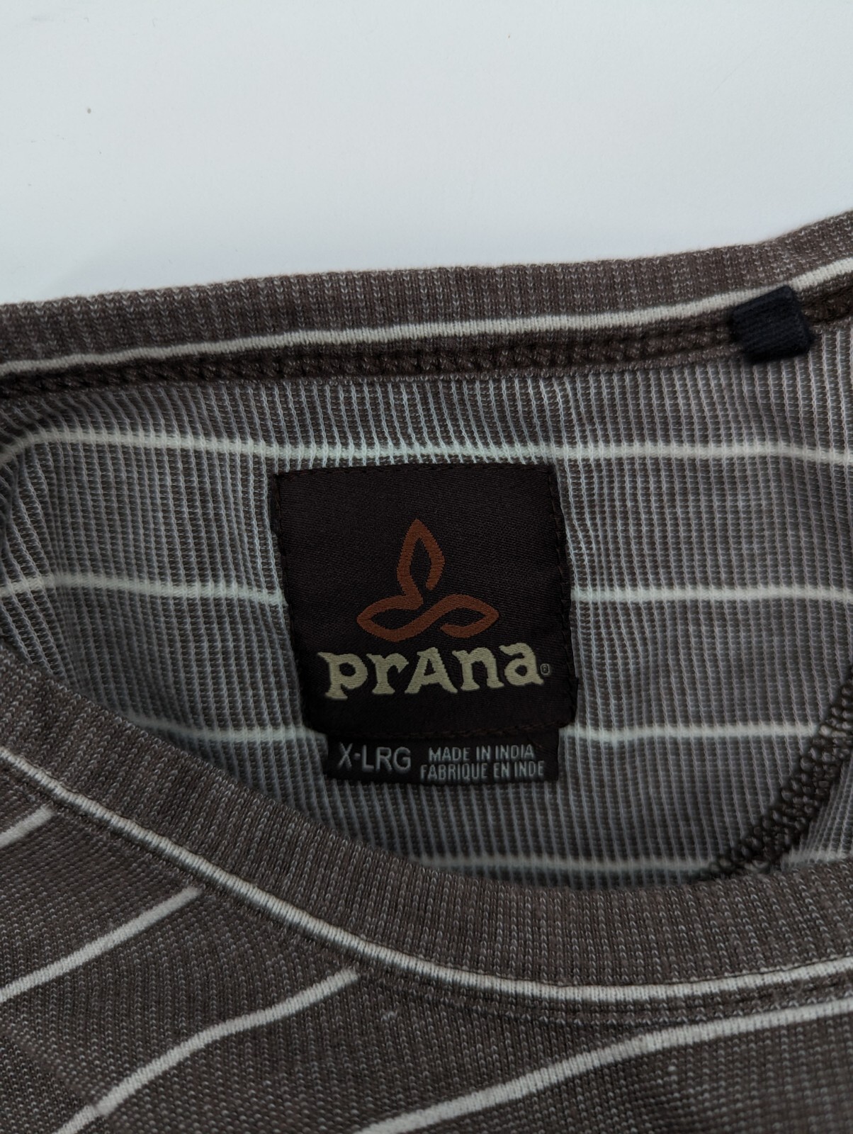 PRANA Men's Striped Keller Long Sleeve Crew Neck Knit Top Shirt Gray Brown XL gallery