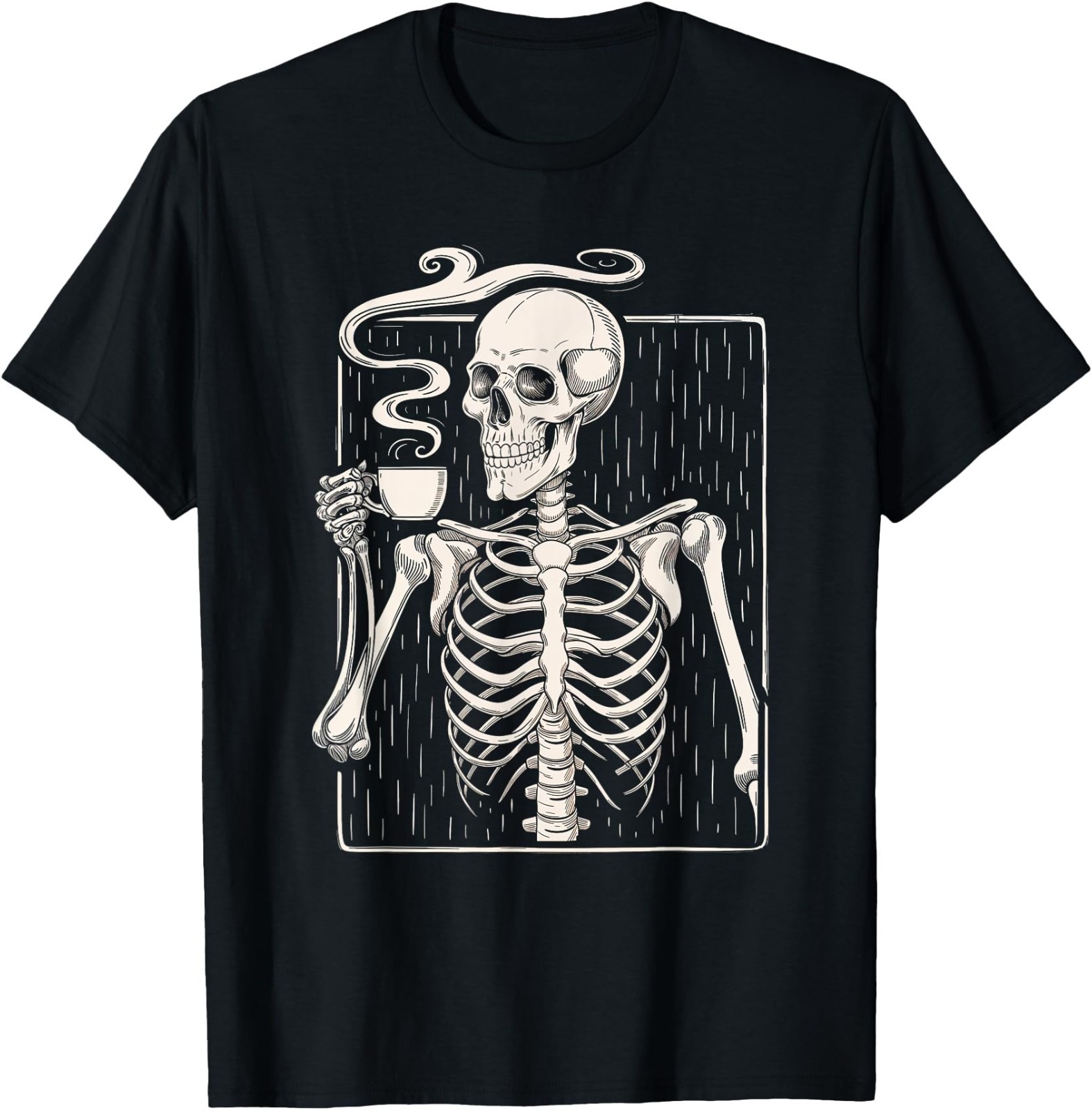 Skeleton Drinking Coffee Caffeine Skull T-Shirt gallery