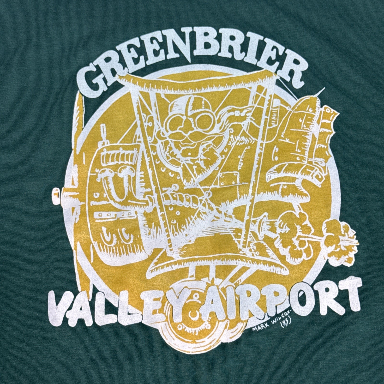 VTG T Shirt 1985 Greenbrier Valley Airport Mark Wilcox Green XL Single Stitch gallery