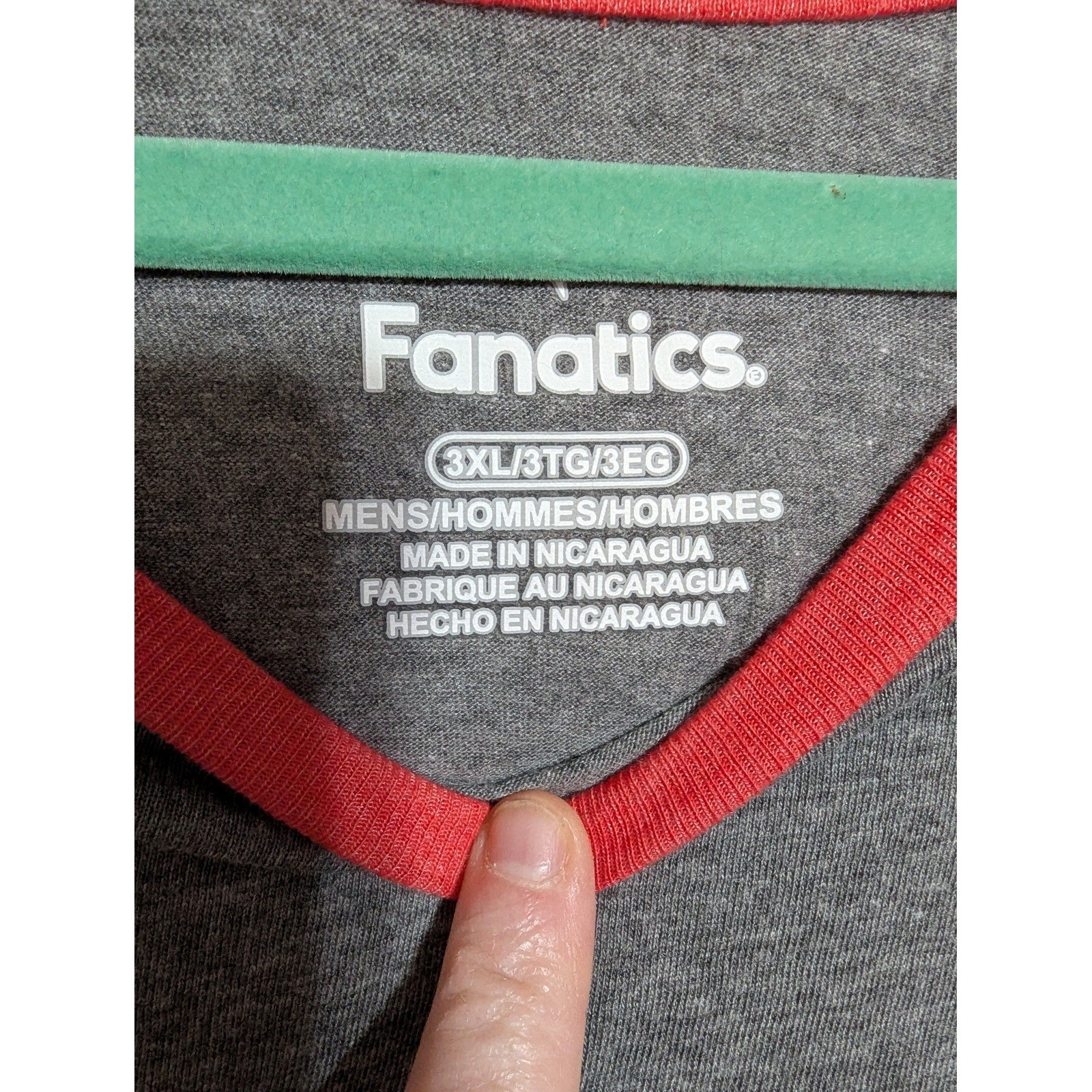 Fanatics Raglan T-Shirt Mens 3XL Grey Red Good Colorblock Long Sleeve Crew Neck gallery