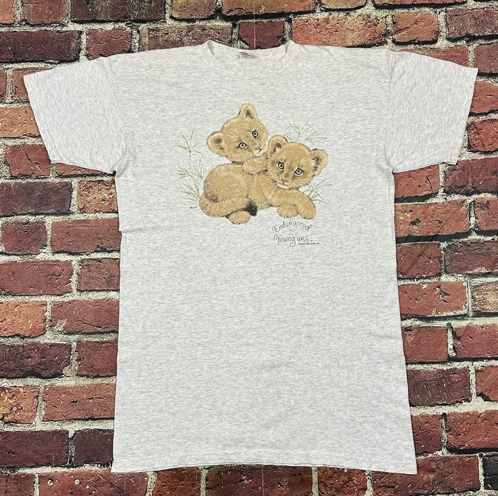 Vintage Endangered Young’uns Lion Cubs Nature Art T-Shirt Osfa 1994 90s Animal
