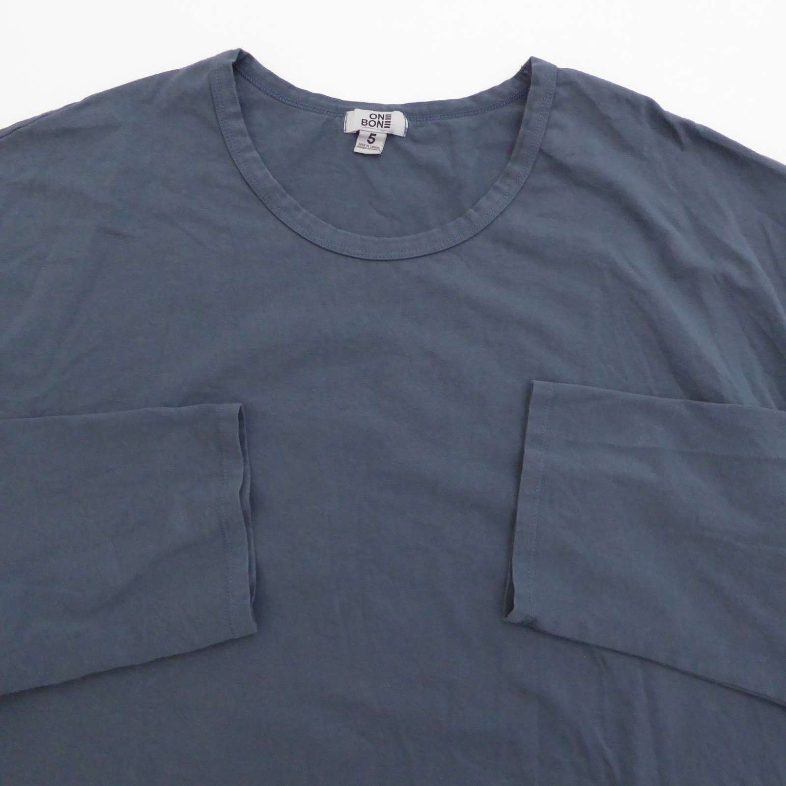 ONE BONE Mens Size 5 / 6XL Long Sleeve Scoop Crew Neck T Shirt OB106 Blue Cotton gallery