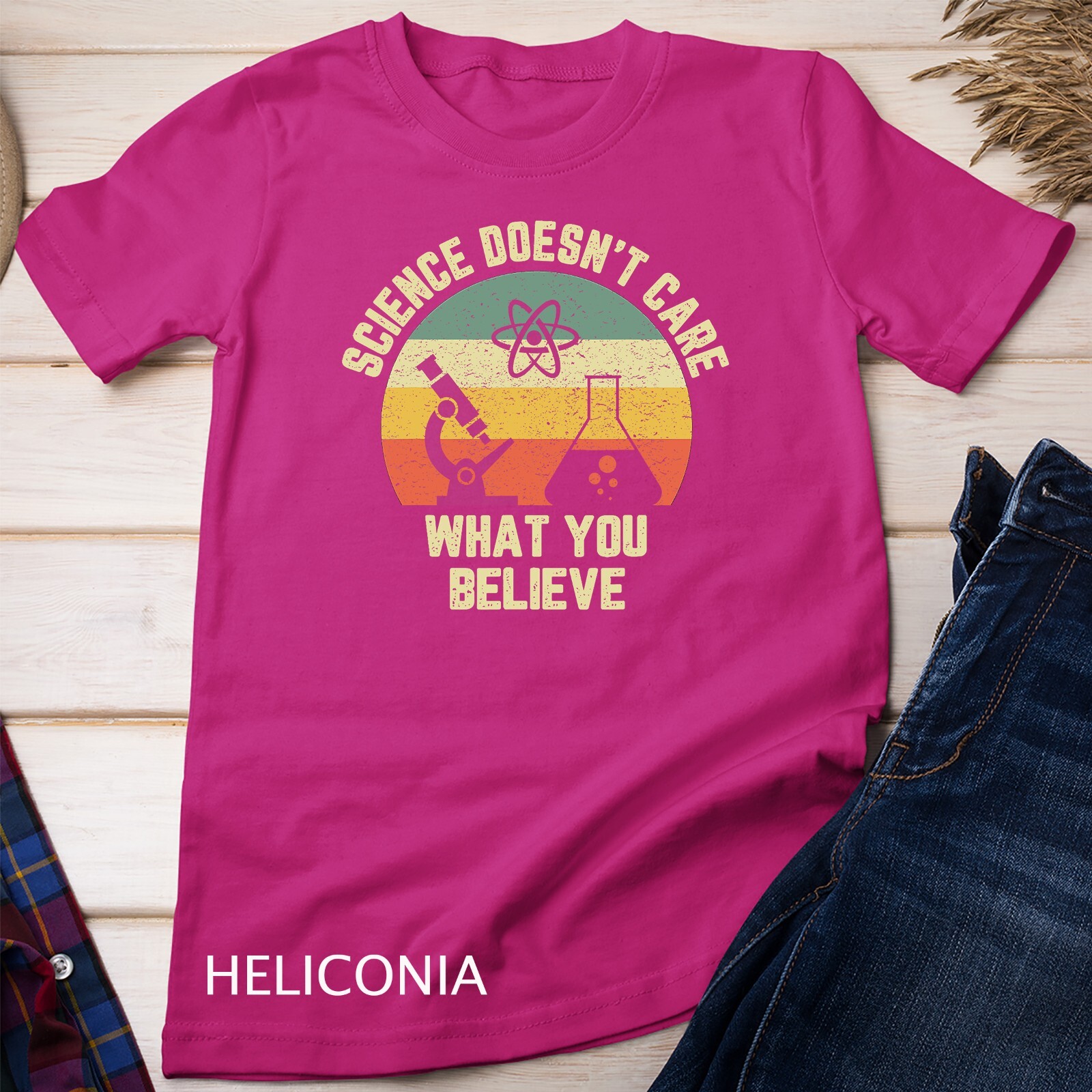 Science Doesn't Care What You Believe Funny Science Teacher Unisex T-shirt gallery