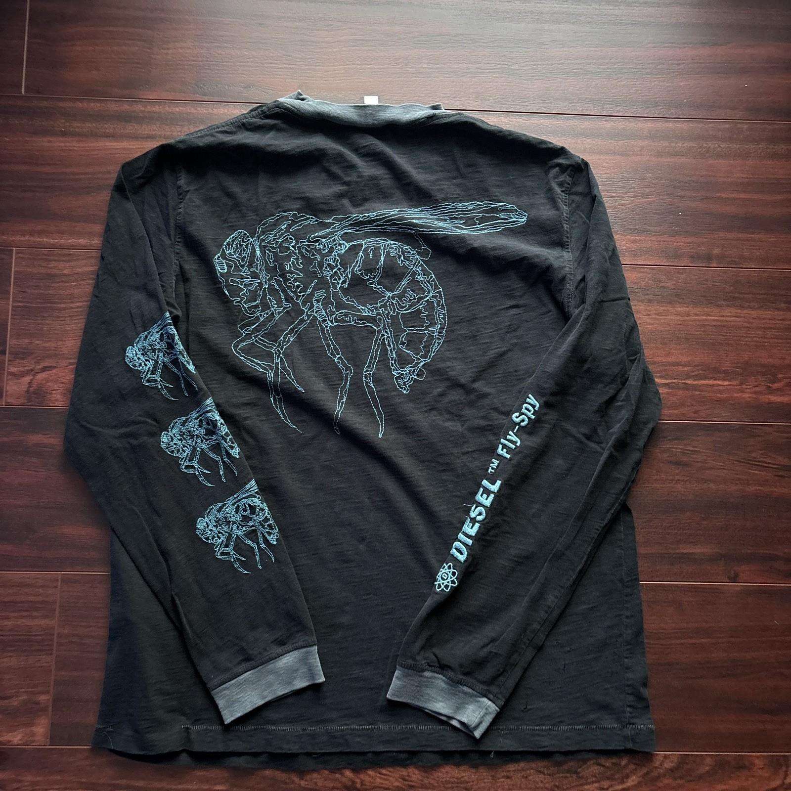 DIESEL T-Justle-LS-E9 Men Men T-Shirt L Black Long Sleeve Crew Collar Printed