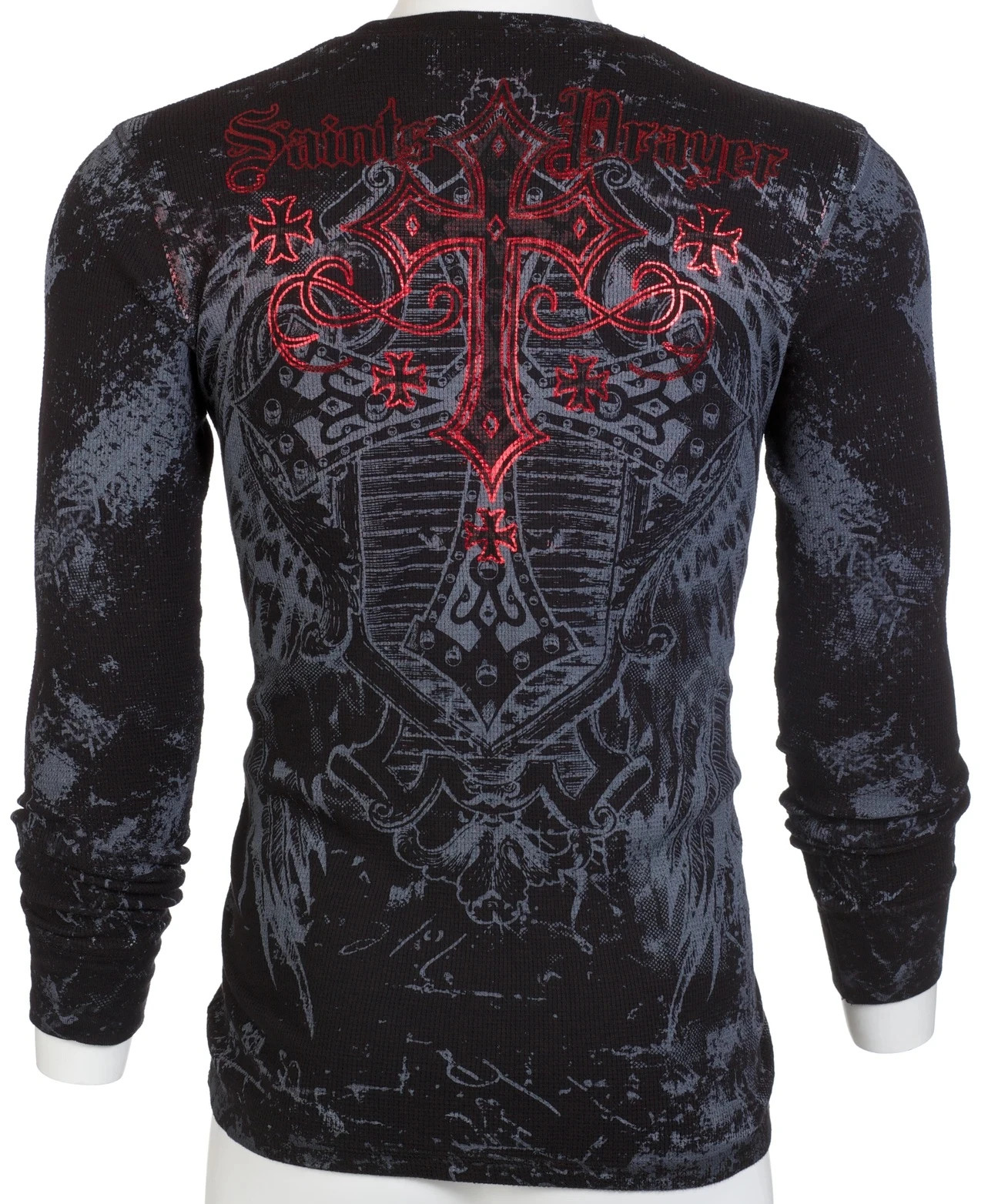 ARCHAIC by AFFLICTION Men's Long Sleeve THERMAL Shirt ACHILLES Biker Black $58 gallery