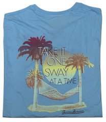 $45 TOMMY BAHAMA Sky Blue ONE SWAY AT A TIME Relaxed Fit Short Sleeve T-shirt
