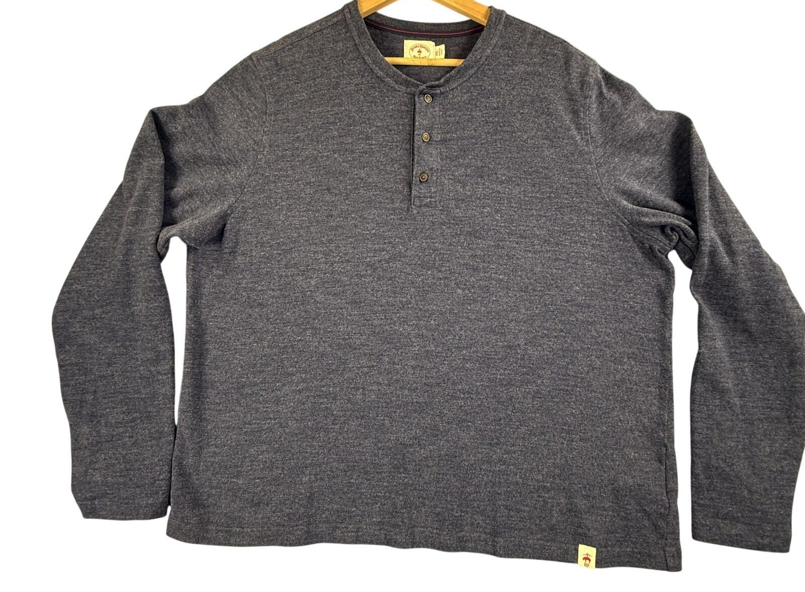 Brooks Brothers Red Fleece Shirt Mens 2XL Blue Henley Long Sleeve Knit Heather gallery