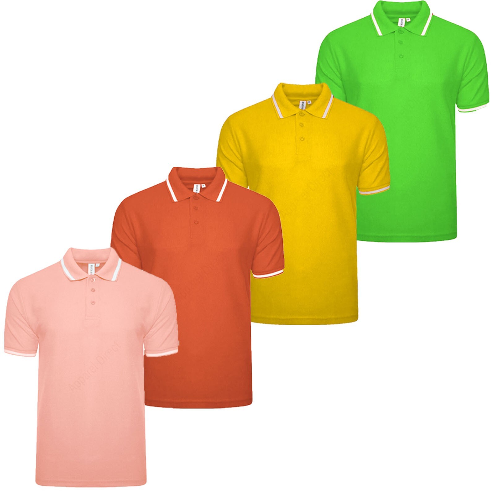 4 Pack Mens Polo Shirt Short Sleeve Tipping Plain Pique Top Casual TShirt Tee gallery
