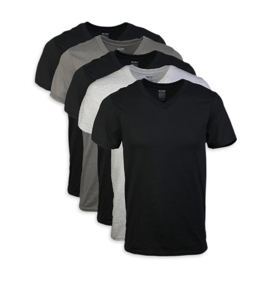 Gildan Adult Men's Short Sleeve V-Neck Assorted Color T-Shirt, 5-Pack, Sizes S-2 gallery