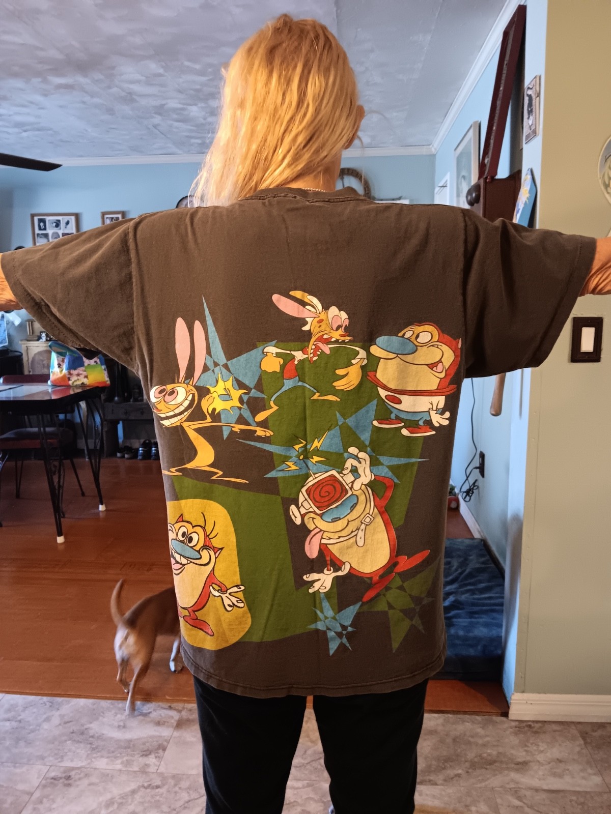 Vintage 1992 Ren and Stimpy back & front print T-Shirt Nickelodeon Nicktoons LG. gallery