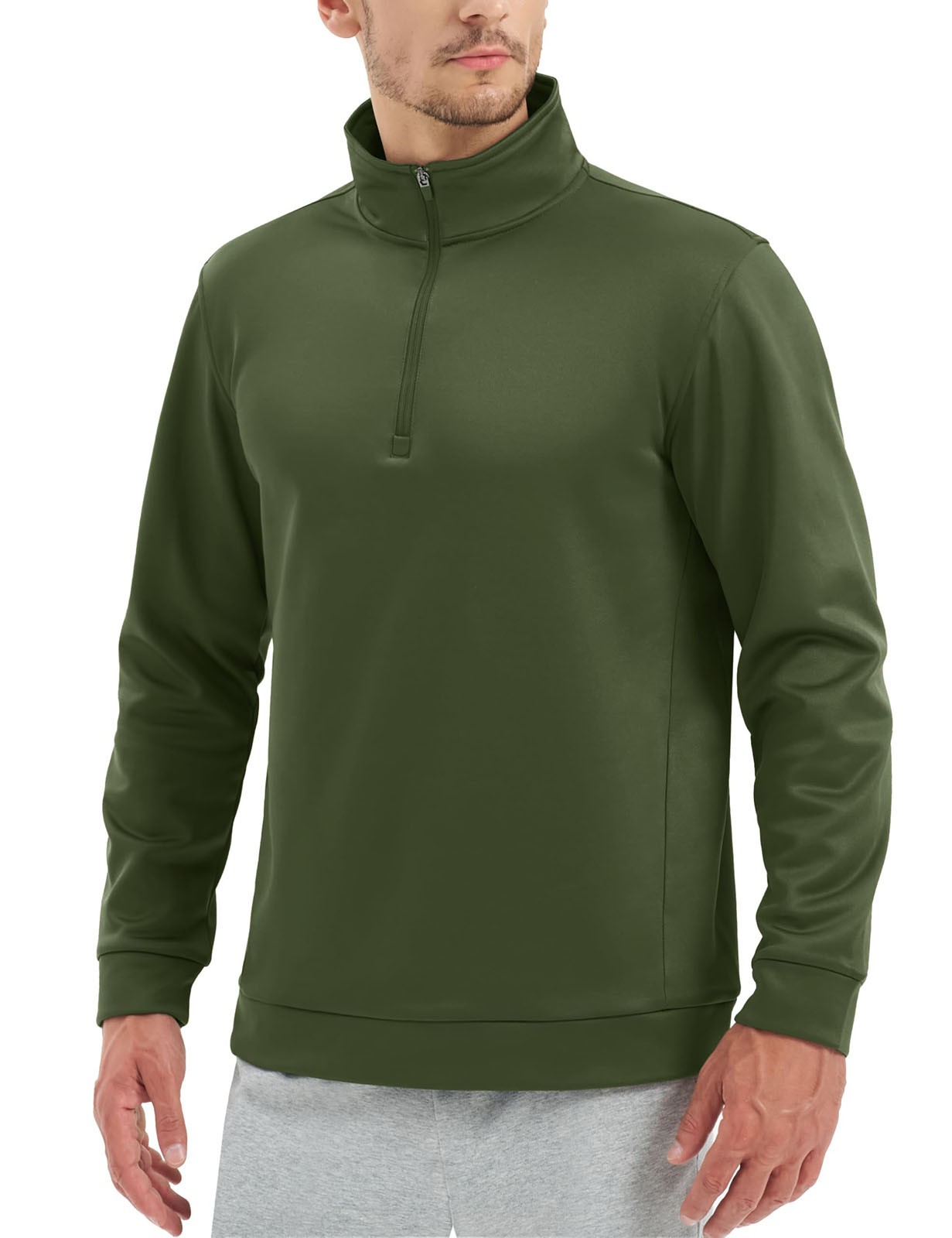 Men's Quarter Zip Pullover Lightweight Fleece Lined Warm 1/4 Zip Down Sweatshirt gallery