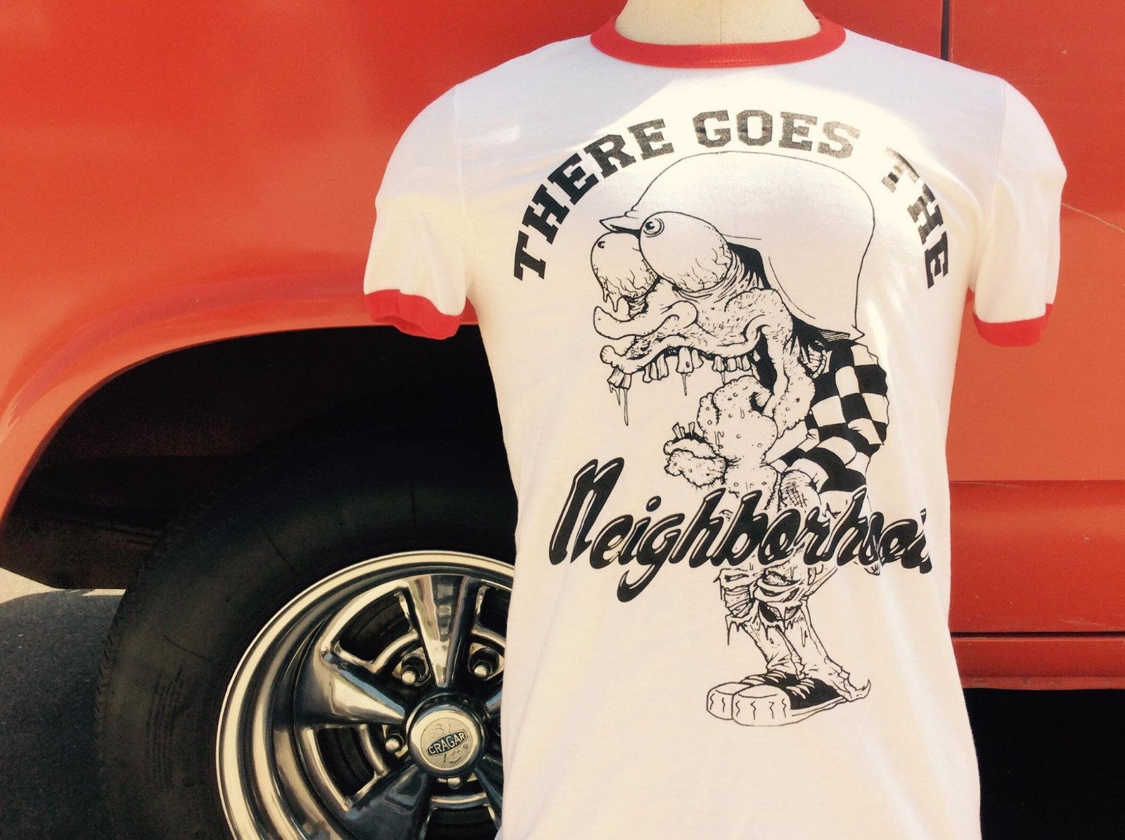 THERE GOES THE NEIGHBORHOOD RINGER T SHIRT biker punk metal patch jacket badge gallery