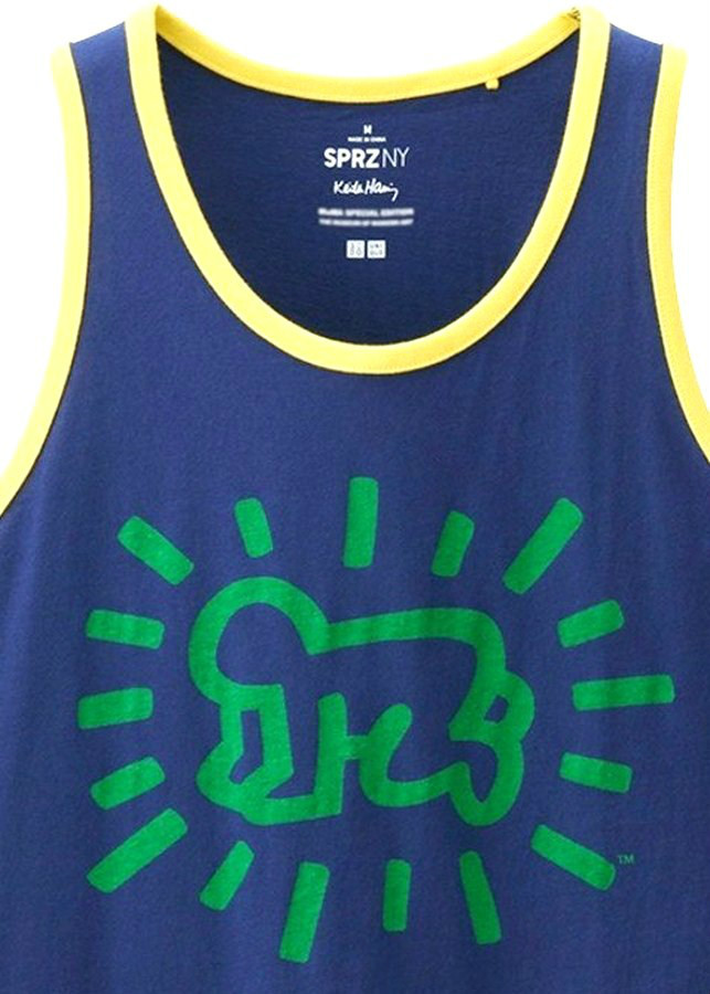 KEITH HARING x UNIQLO ‘Baby’ SPRZ NY Ringer Art Tank Top MEDIUM Blue **NWT**