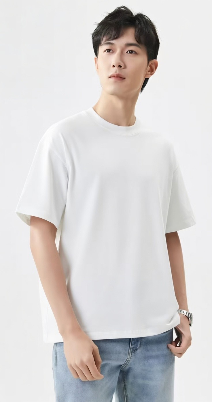 Heavyweight 240G Oversized Blank White T-Shirt Boxy Drop Shoulder Streetwear Tee