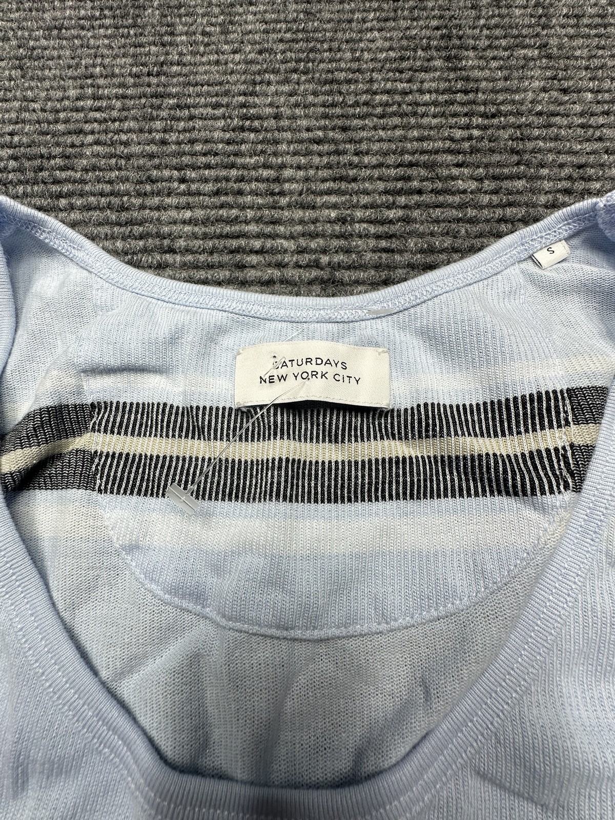 Saturdays New York City Tank Top Mens Small Sky Blue Stripe Nick S Lightweight gallery