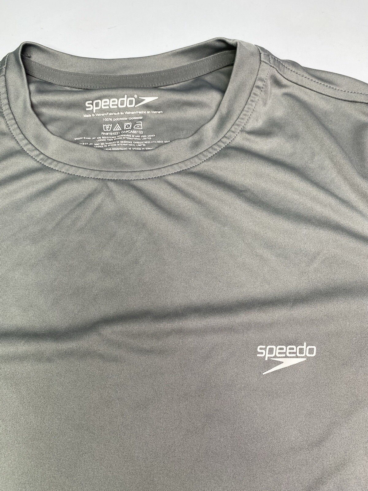 Speedo Mens Gray Muscle Short Sleeve Athletic Top T-Shirt Sz M gallery