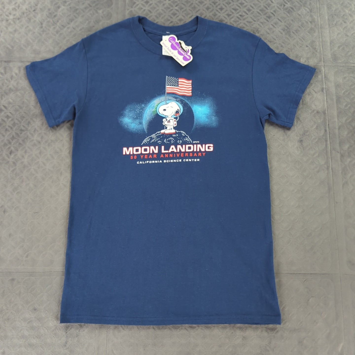 Snoopy Peanuts Shirt Moon Landing 50th Anniversary Blue Short Sleeve Adult Small gallery