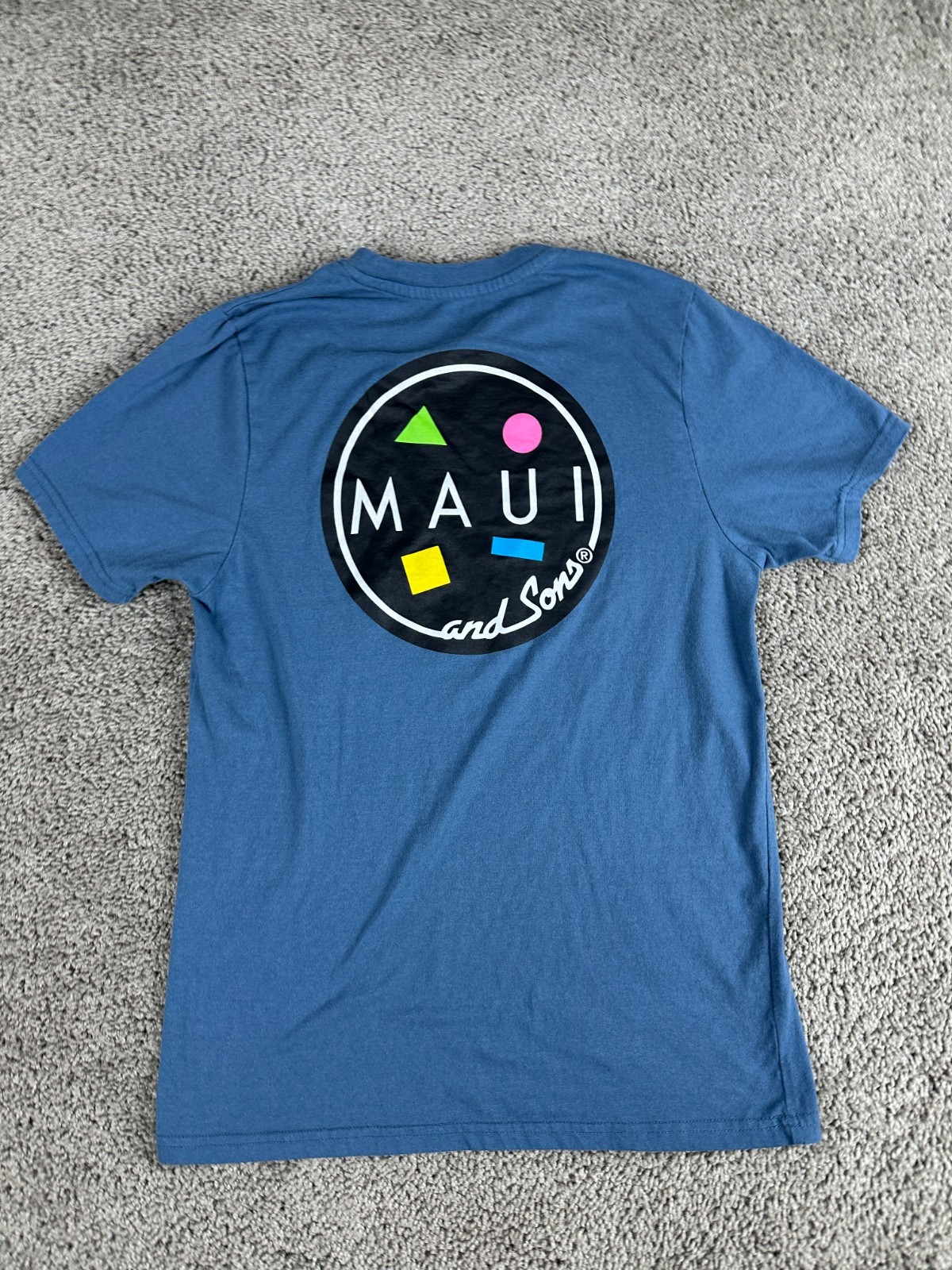 Maui & Sons Shirt Mens Medium Blue Pink Short Sleeve Cotton Blend Casual gallery