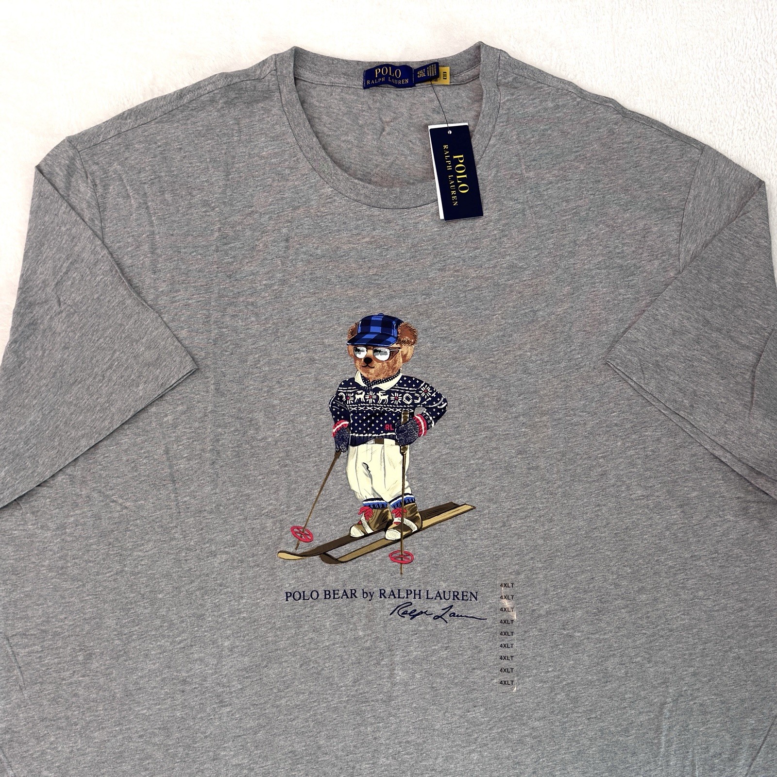 Polo Ralph Lauren Men's Ski Bear Graphic Jersey T-Shirt Gray Tall 4XLT NEW NWT gallery