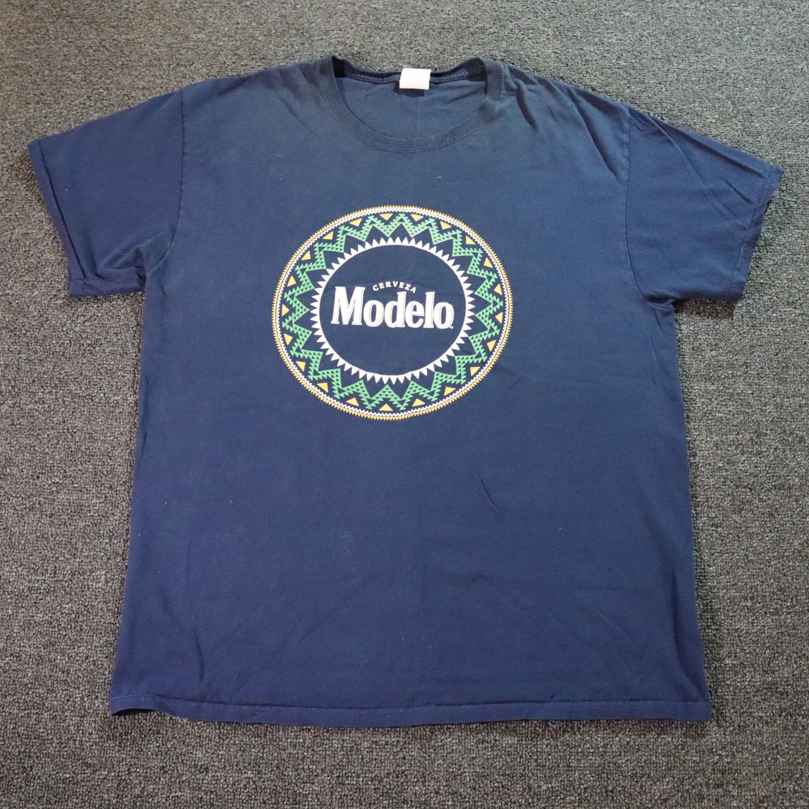 Modelo Mens Large Blue T Shirt Vintage 2000s Y2k Retro Distressed
