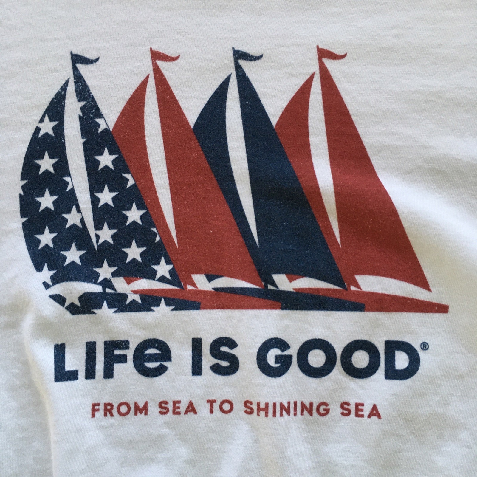Life Is Good Men’s Crusher Tee USA Sailbaot FROM SEA TO SHINING SEA America XL gallery