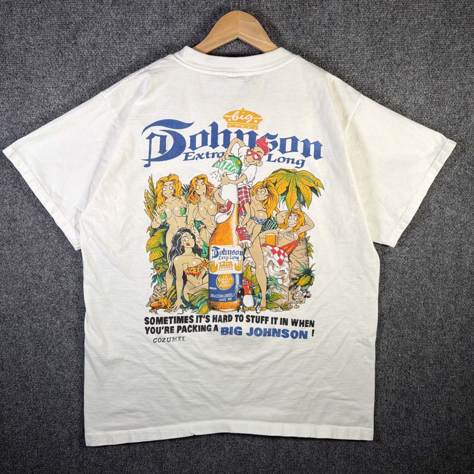 Vintage Big Johnson Shirt Mens Large White 90s Corona Beer Mexico Funny Quote gallery