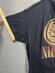 Nirvana Smiley Face Distressed T-Shirt Black XL Men 100% Cotton Grunge Style