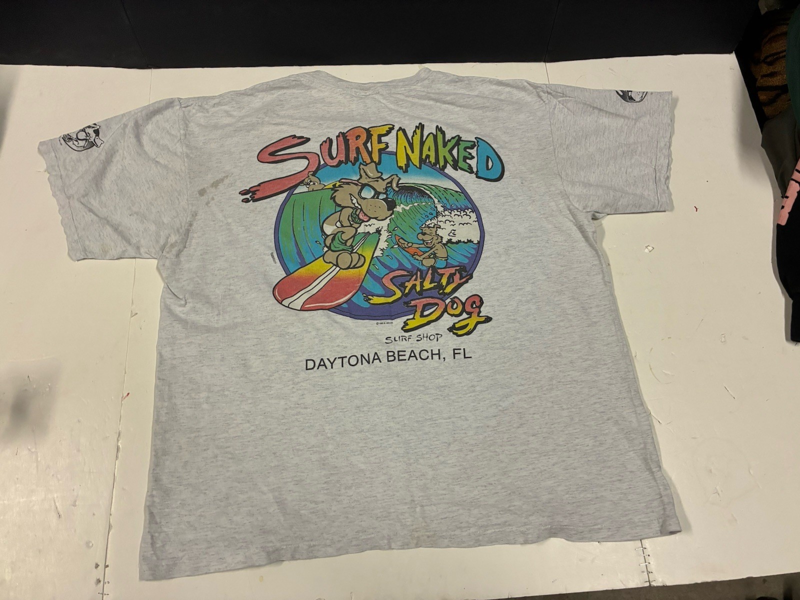 Vtg 93s salty dog surf shop tshirt Beach Surfing florida Size 2XL Single Stitch gallery