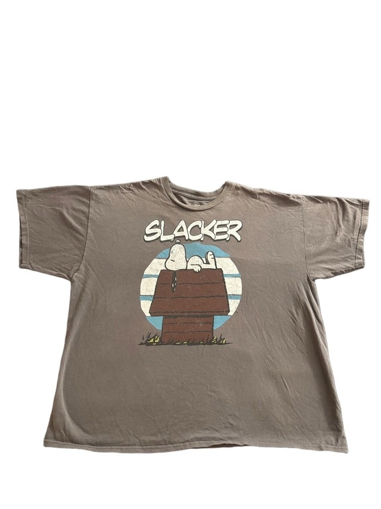 Peanuts Snoopy Slacker Graphic T Shirt Gray 2XL Retro Cartoon Tee