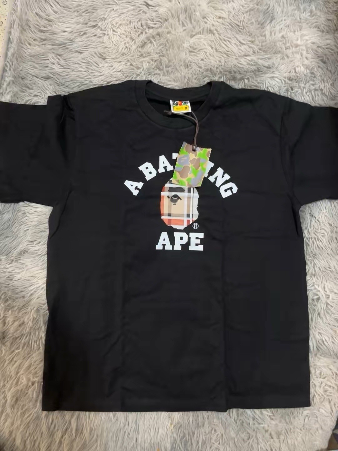 A Bathing Ape BAPE Black Ape Head Logo Graphic Tee Cotton Crew Neck Men's M gallery
