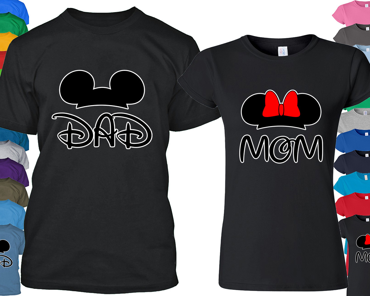 DAD MOM Couple Family TSHIRT Cartoon Ears Family Tshirt Couple Parents Tee gallery