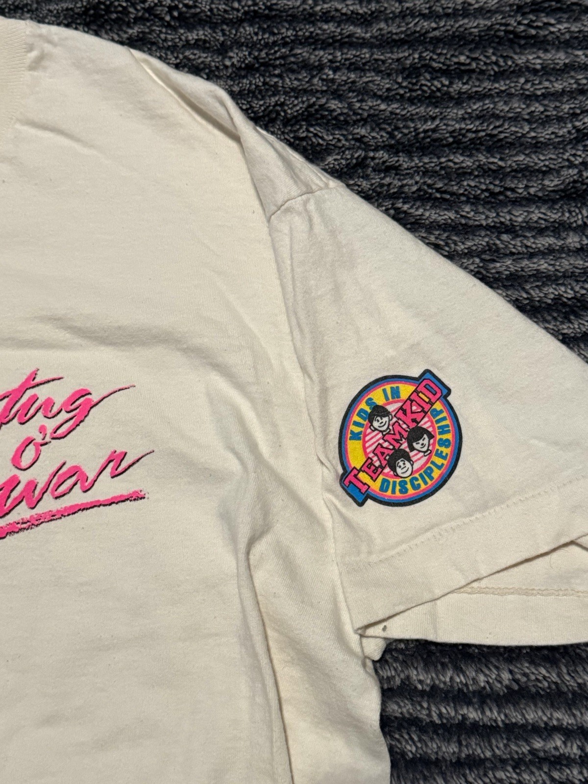 Fruit of the Loom Tug O War Beige Graphic Logo T-Shirt, Size XL, Crew Neck gallery