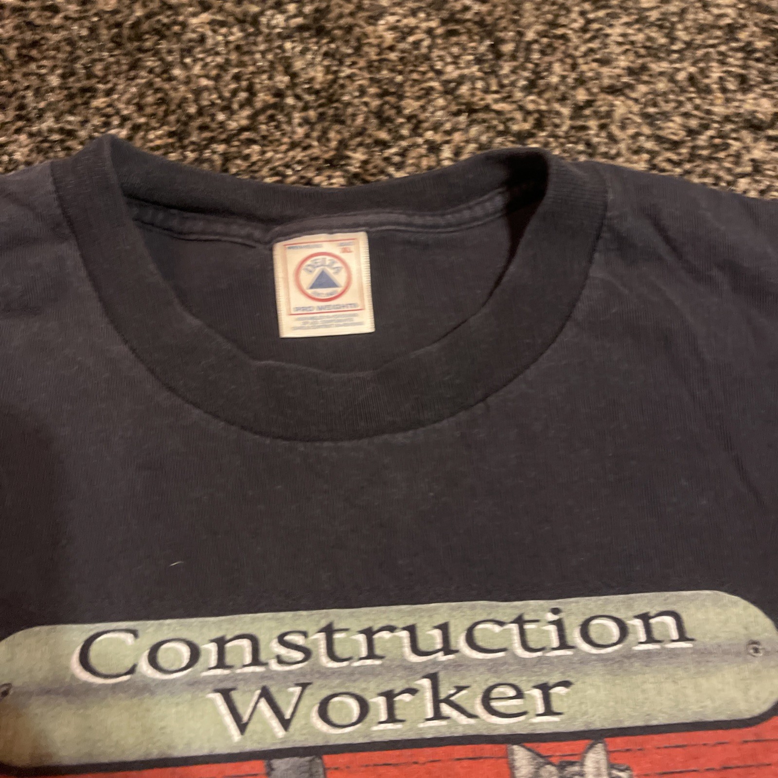 VTG Construction Worker T-Shirt Men's XL Y2K Life's Necessities Tee Black gallery