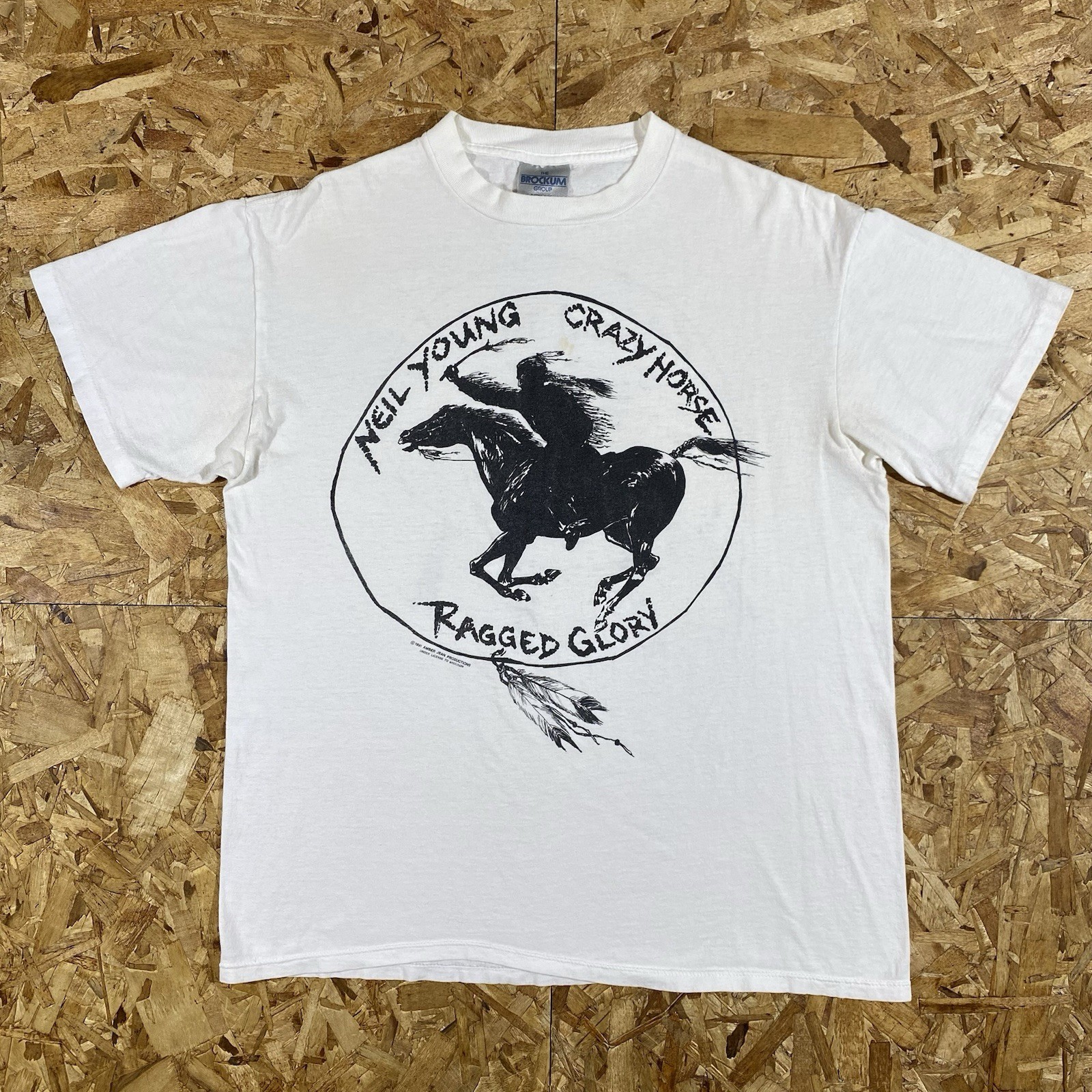 VTG 1991 Neil Young Crazy Horse Ragged Glory White Single Stitch Tour Shirt XL gallery