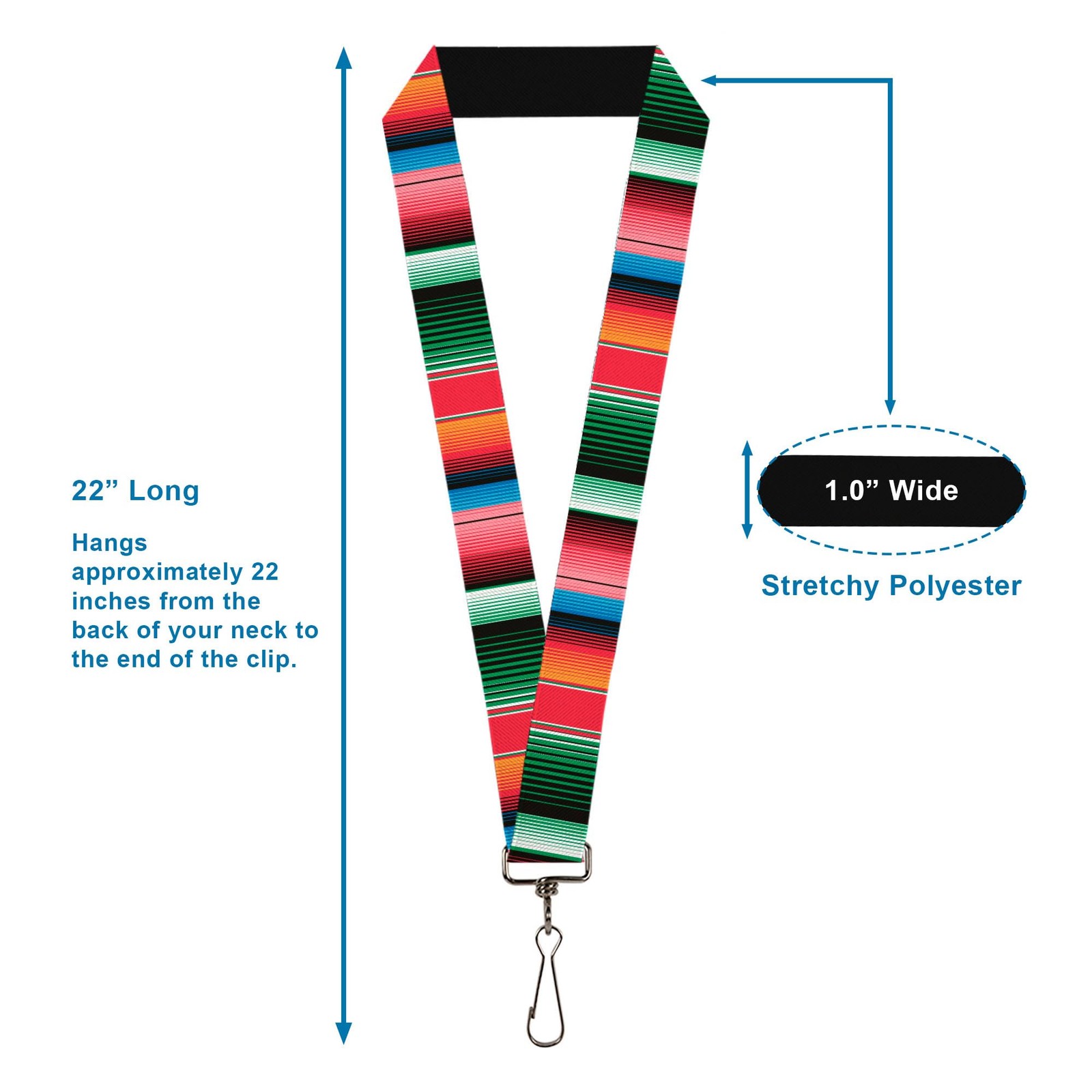 1.0 Inch Lanyard Zarape5 Vertical Multi Color Stripe ID Badge Holder Strap gallery